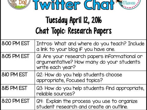 #2ndaryELA Chat Summary Topic: Writing Research Papers