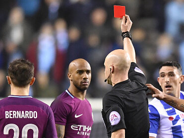 Fans on Twitter divided over Fabian Delph's sending off in FA Cup tie
