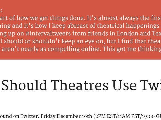 How Should Theatres Use Twitter?