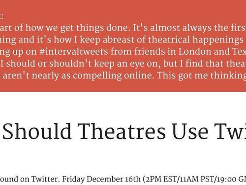 How Should Theatres Use Twitter?