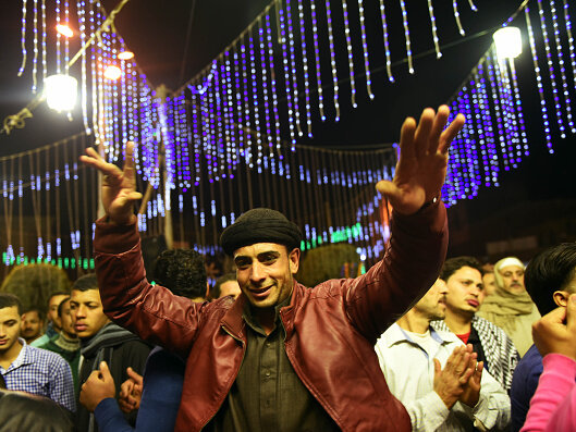 Celebrating Moulid Al-Nabawi at night in Mounfia